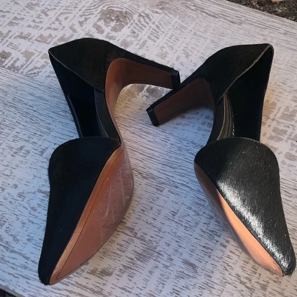 10 Crosby Dereck Lam Black Real Fur High Heels. d’Orsay Pumps, Size 7 1/2 NWOT - Picture 6 of 16
